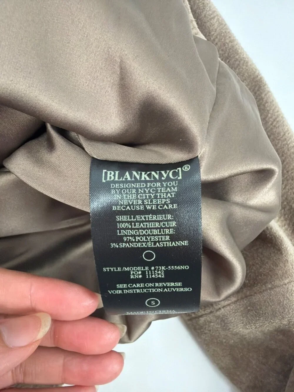 Blank NYC Womens Small Tan Leather Moto Jacket Zippered Pockets Edgy Boho Chic
